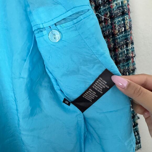 Doncaster Collection Womens Multicolor Tweed Wool Blend Blazer Coat Work Size 10 - Picture 6 of 10